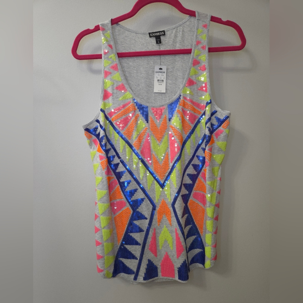 Express Women’s Gray Festival Tank Top - NWT - Medium